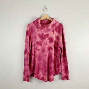Anthropologie Maeve Ainsley Thermal Tie Dye Waffle Knit Pink Top Shirt Large L